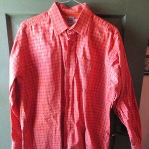 Cinch Men's Multi-Colored Orange Plaid Long Sleeved Dress Shirt Sz. L